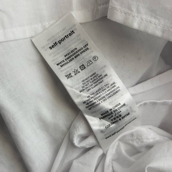 🆕 SELF-PORTRAIT 🧿 NWOT White Scallop Edge Off-Shoulder Mini Dress Sz UK12 US 8 - Picture 13 of 13